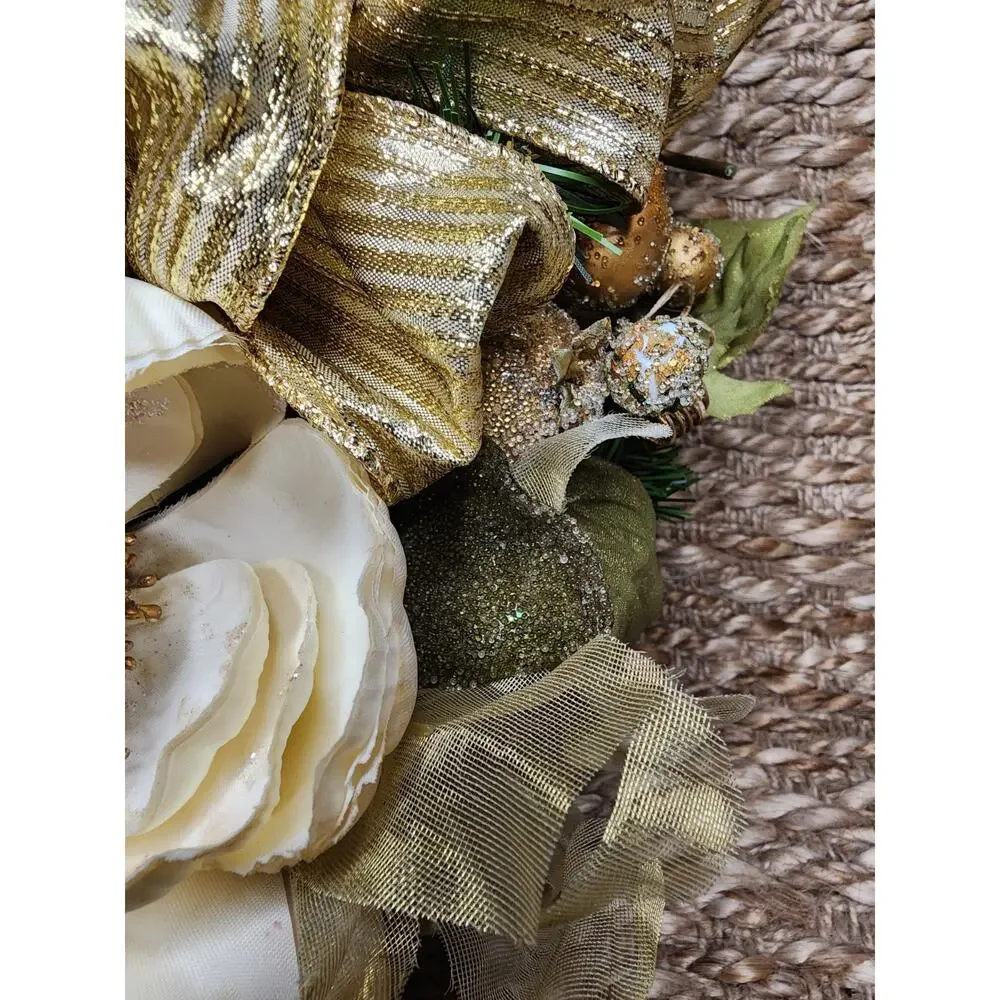 Wreath Christmas Angel Cherub Gold 25